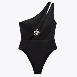 NWT ZARA ASYMMETRICAL SNAKE SWIMSUIT